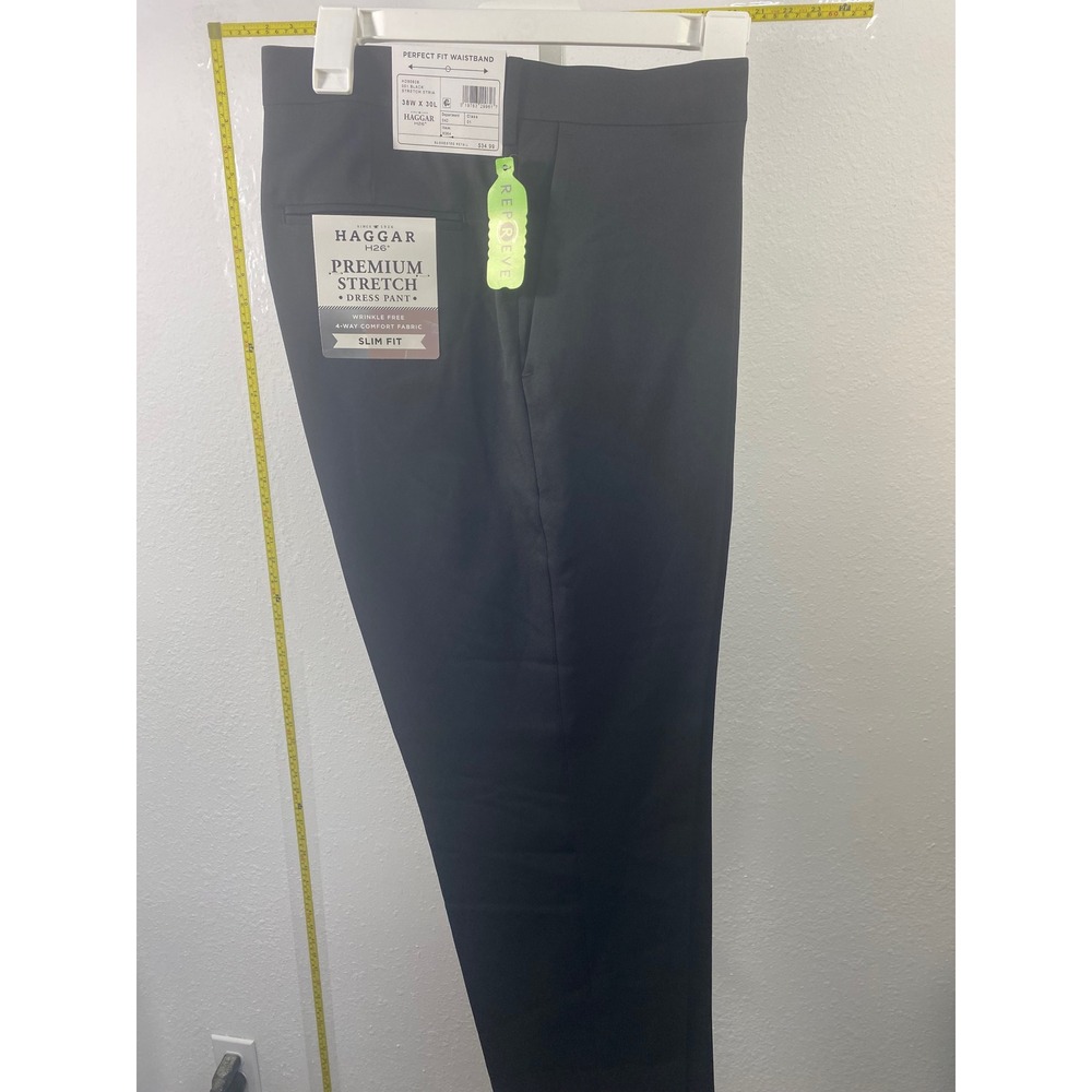 Haggar H26 Premium Stretch Slim Fit Dress Pants Mens 38x30 Black HD80928 NWT